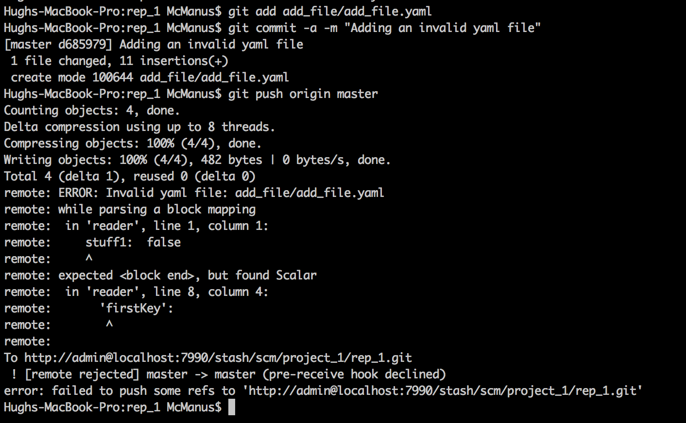 A reject from the command line