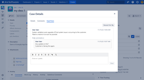 Salesforce case feeds page inside Jira