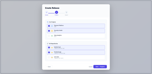 Create Release wizard — step 2 (project selection)