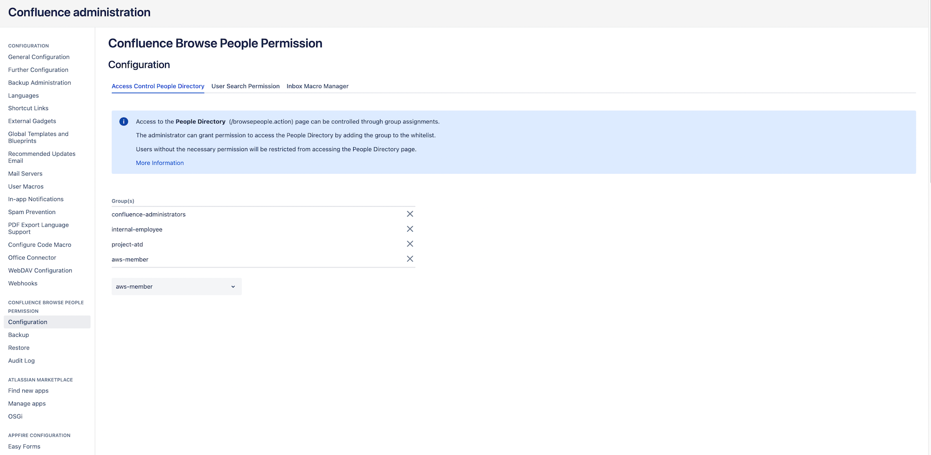 Limit access 'People Directory' to specific groups