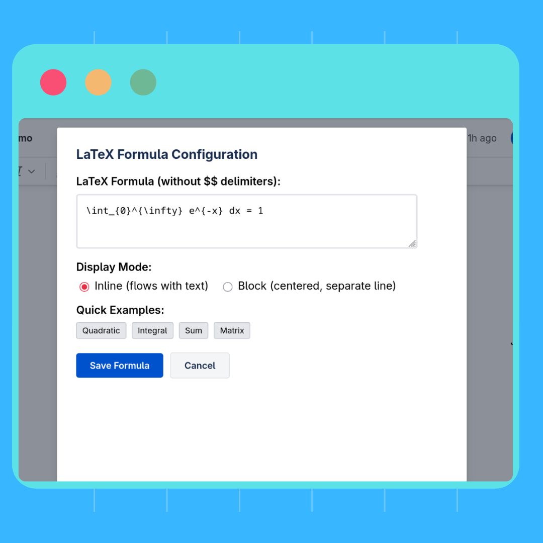 TeXBloX configuration menu