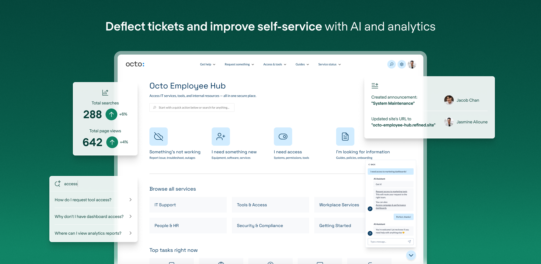 Bring easy-to-use, personalized support sites to your entire organization, or service external customers in a branded public portal.