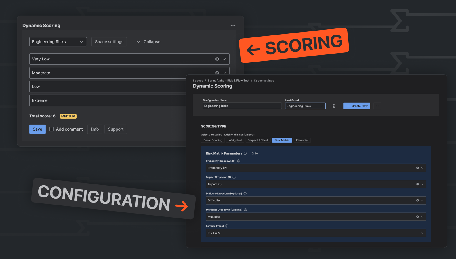 Dynamic Scoring for Jira lets you configure custom scoring models and apply them directly inside issues. Build and save configurations, then quickly score work with consistent, structured evaluation.