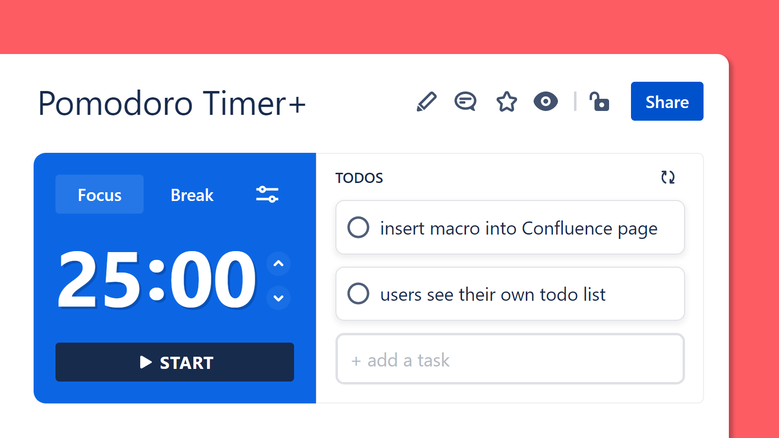 Inline and speedy Pomodoro timer