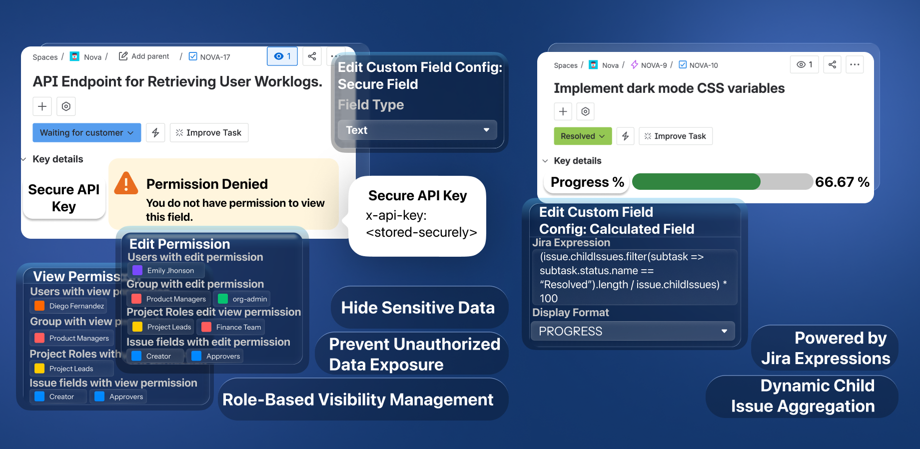 If none of our existing fields work for you, you can use the power of Jira expressions with our calculated fields