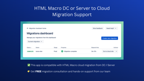 Migrate HTML Macro from DC or Server to Confluence Cloud with this app. Get free consultation and hands-on support: https://cal.com/narva