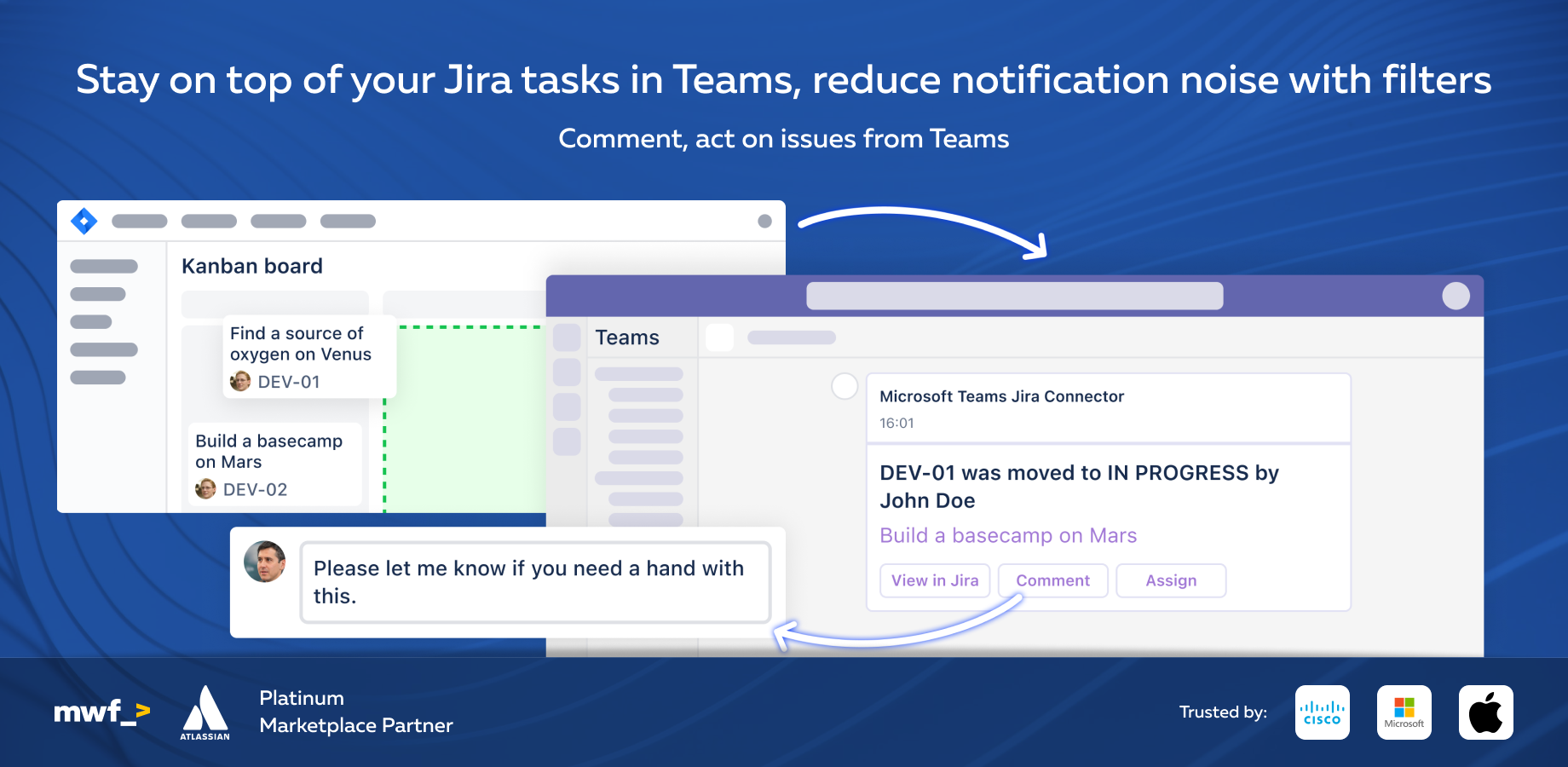 Eliminate the fear of missing important info & deadlines with real-time notifications & seamless integration between Teams & Jira. Stay informed, focused & deliver results for your team & organization.