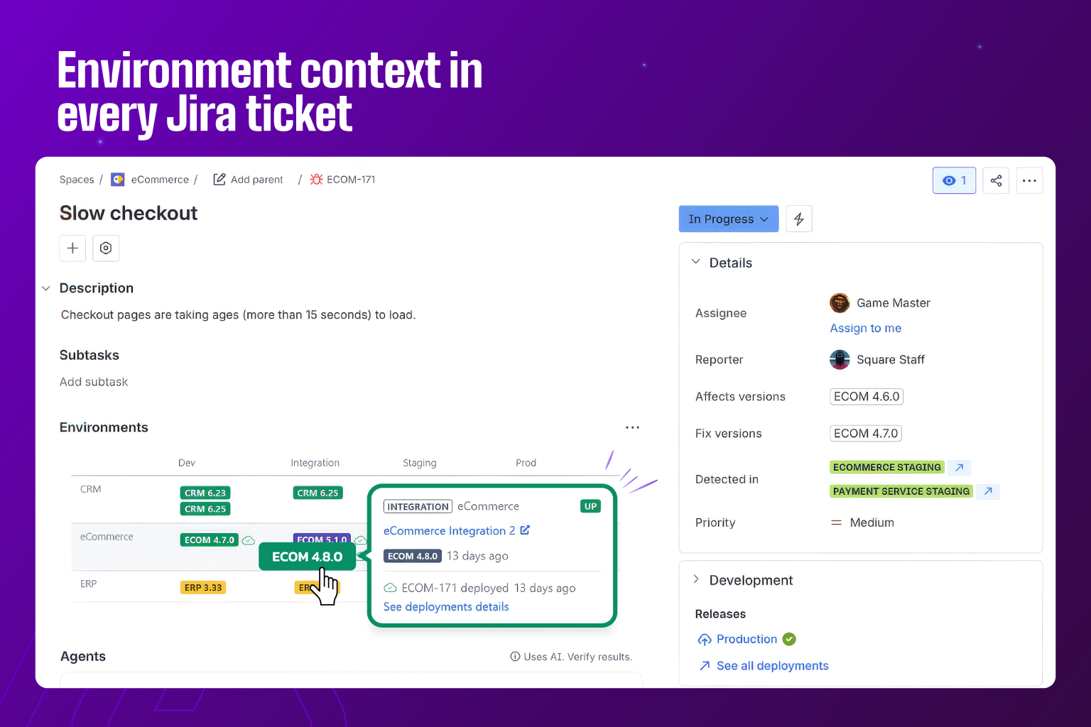 Environment context in every Jira ticket