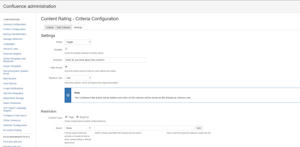 Configure rating mode, choose between single or multiple rating, define like replace criterion, configure anonymous rating, add restriction for content types and spaces.
