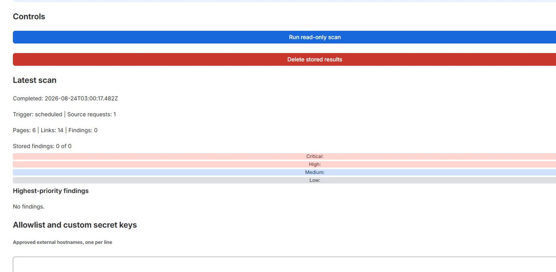 Actionable risk categories with sensitive URL evidence removed