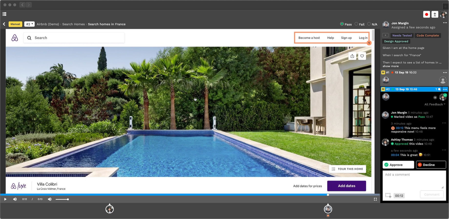 Main Video First interface, which can be reached from shortcuts inside Jira.