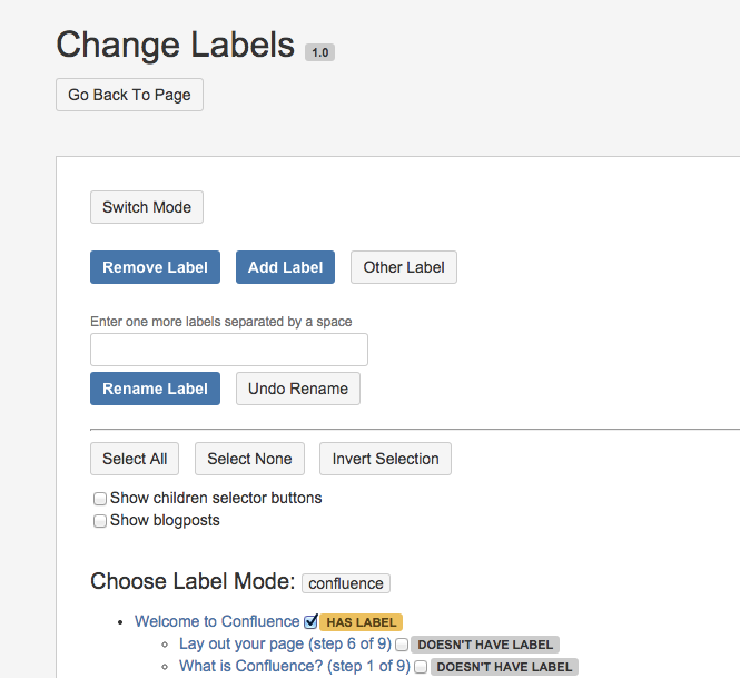 Search for labels in pages and blogposts