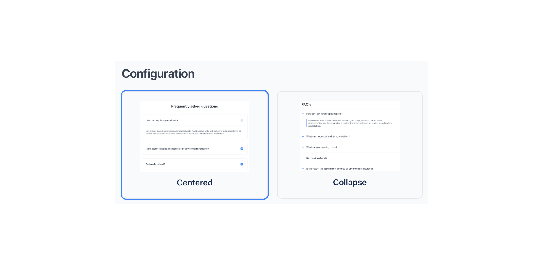 Two popular FAQ styles you can choose