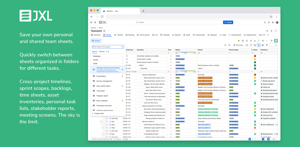 Save your own personal and shared team sheets. Quickly switch between them for different jobs. Cross-project timelines, sprint scopes, backlogs, time sheets, asset inventories, personal task lists. The sky is the limit.