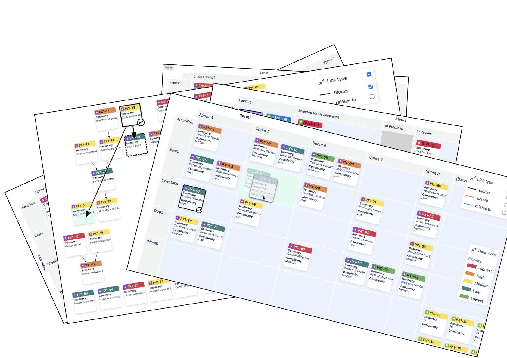 Automatic layouts give you instant access to updated visualizations when you make changes to issues.