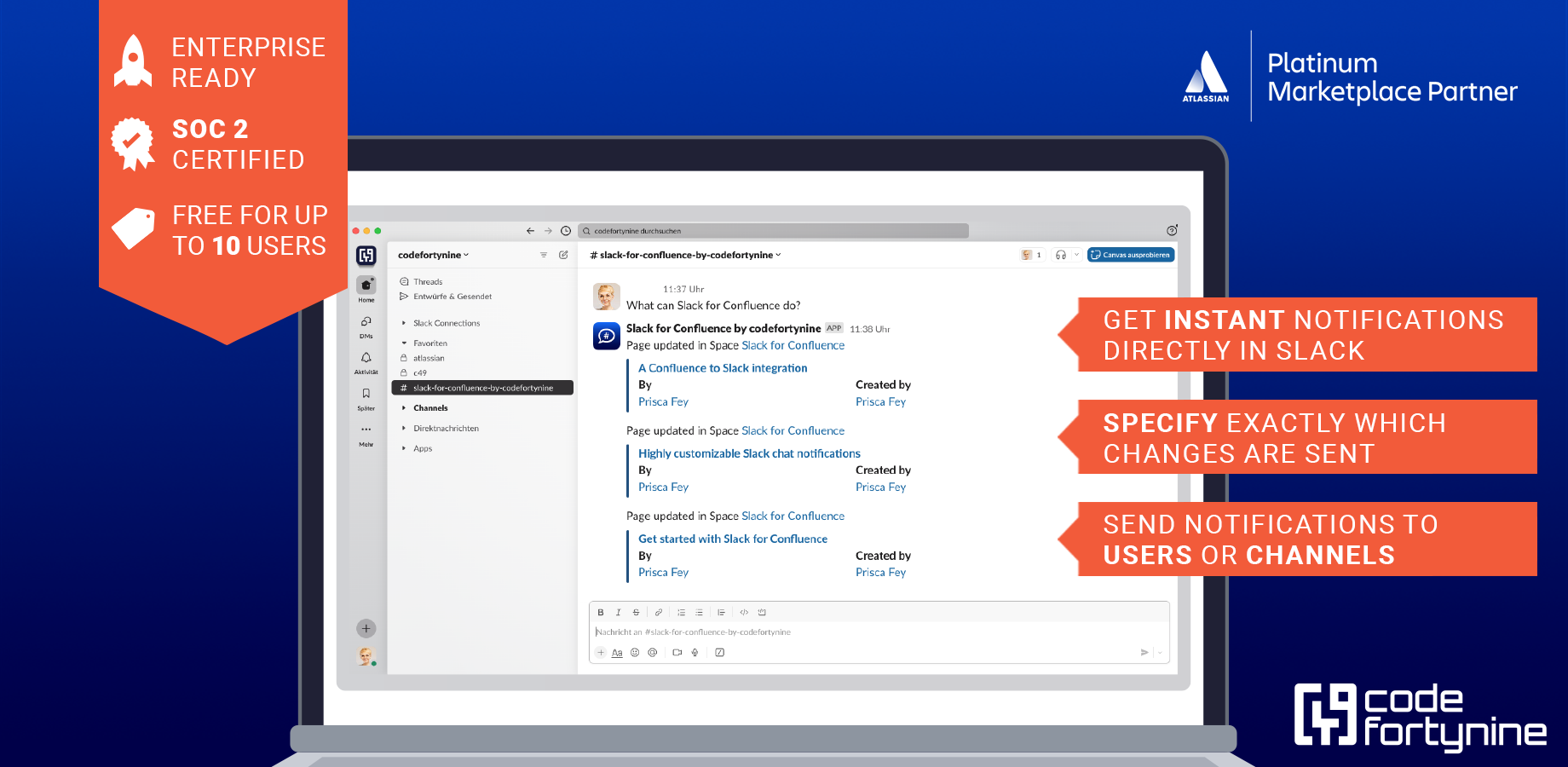 🗨️Send Slack notifications for created or updated Confluence pages, blogposts, questions, comments or @-mentions.
👥 Send notifications to Slack channels and to users directly.
🕔 Notifications are delivered instantly