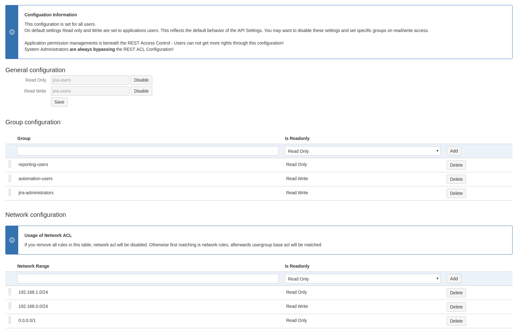 Define Groups to allow Access read or write