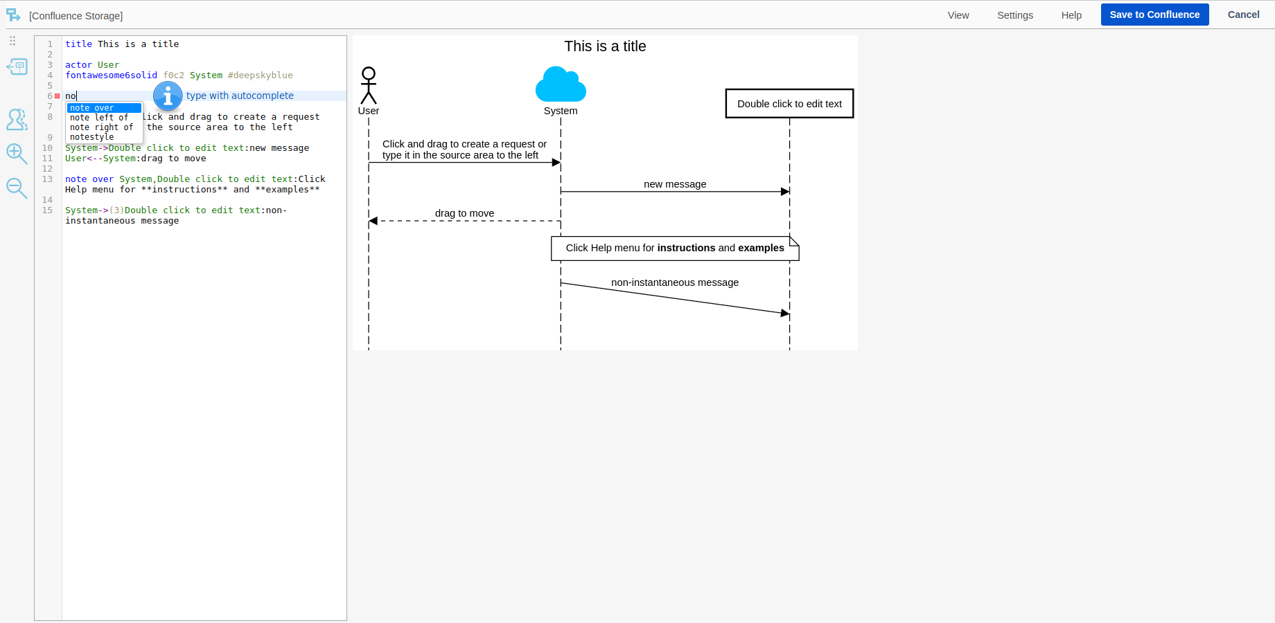 adding a new note by typing in the source area