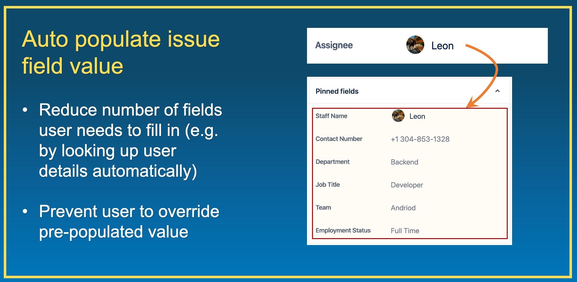 Auto populate issue field value