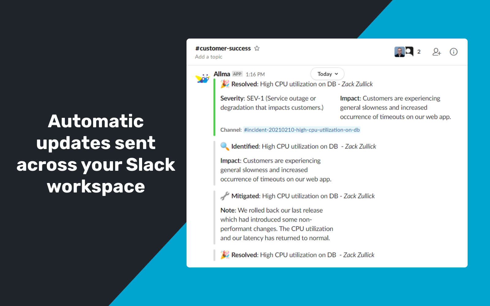 Automated Updates Sent Across Slack