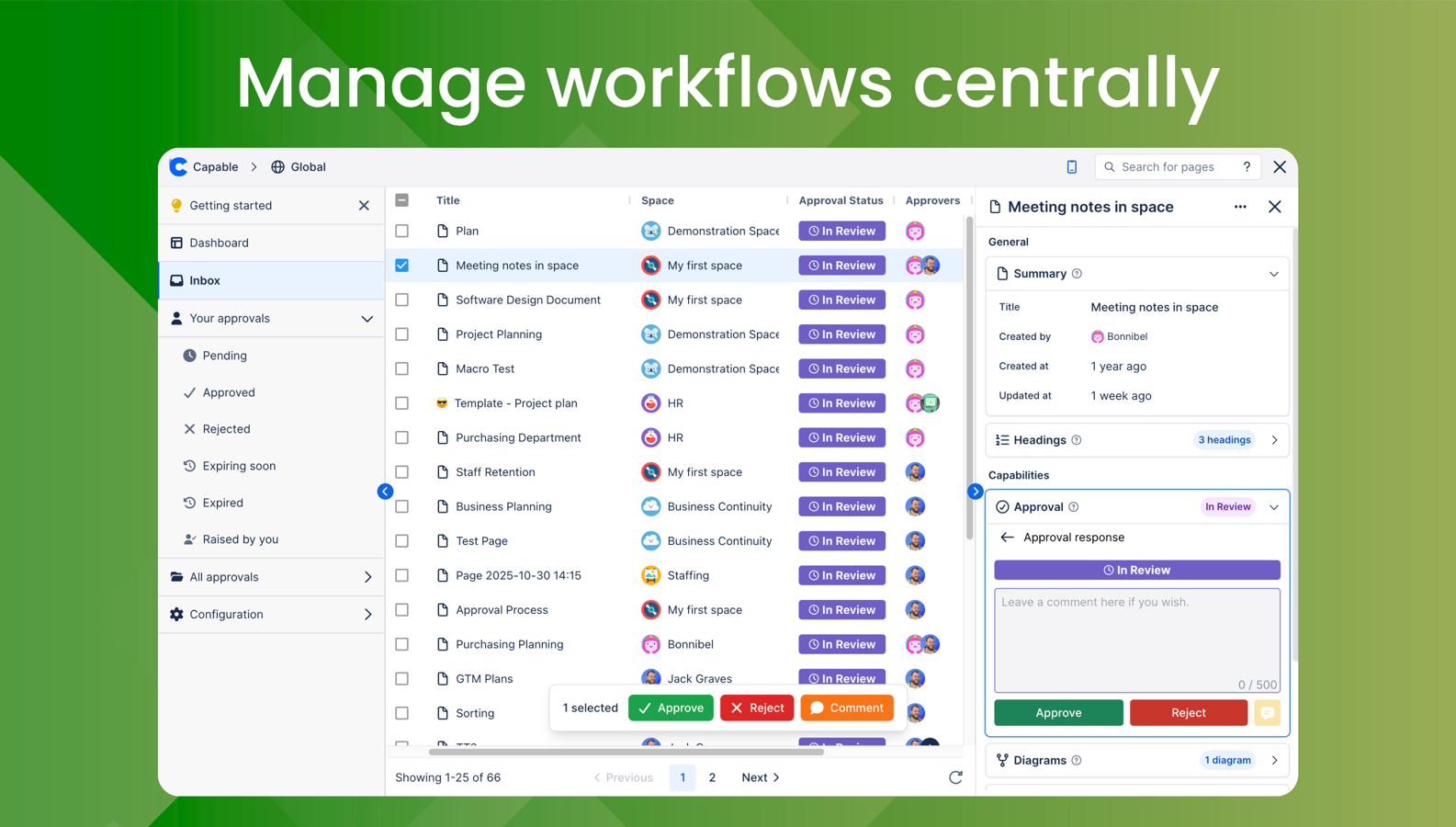 Get real-time Slack and email notifications for approval requests. Never miss a review.