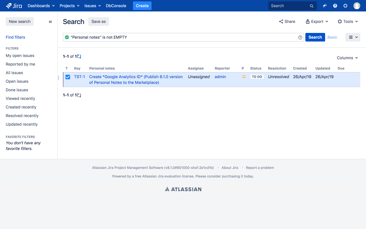 Private notes content is available for search in advanced mode