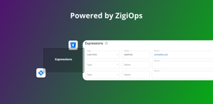 ZigiOps' Expressions panel for the Jira-Bitbucket integration. Transform retrieved data before delivery - extract values, reformat dates, normalize text, and build arrays, all visually and code-free.