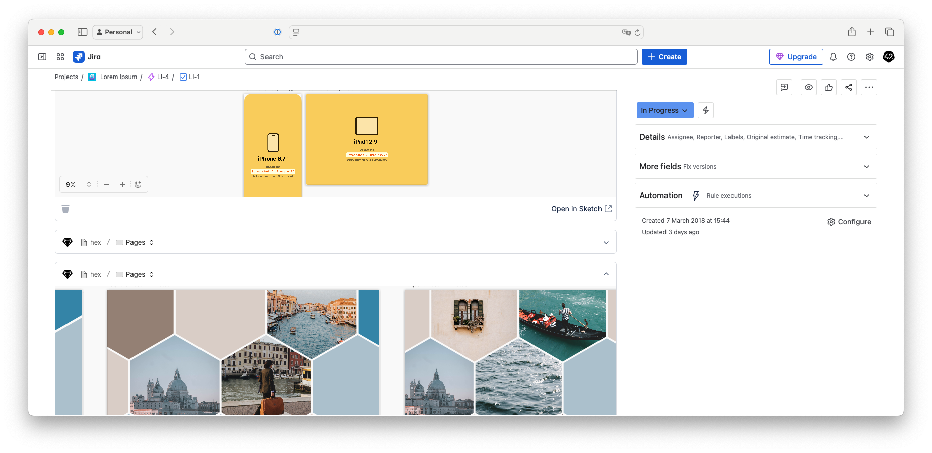 You can add as many Sketch designs as you want to a given Jira Work Item. And you can toggle each one to keep your focus.