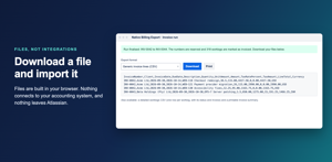A finalised run with the generic invoice-lines CSV, ready to download.