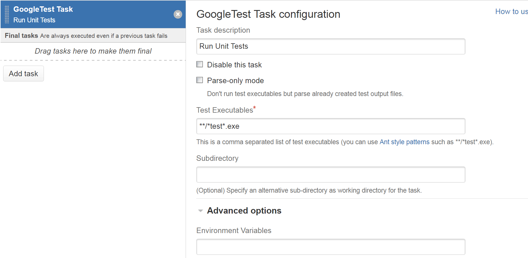 It is easy to define a bunch of tests using simple Ant patterns.
