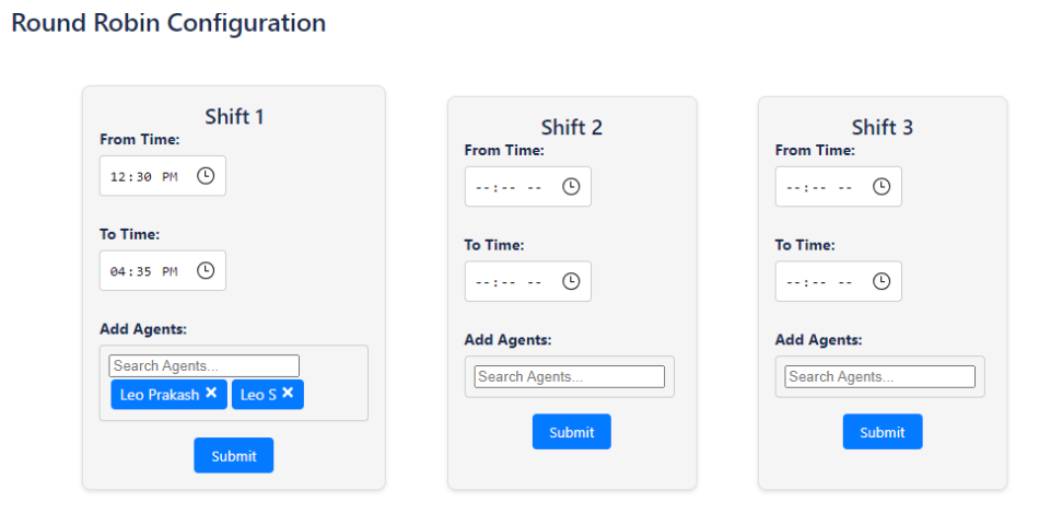 Users can add multiple Agents to a shift.