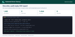 One-click, audit-ready CSV export of the full cleanup queue. Nothing leaves your site.