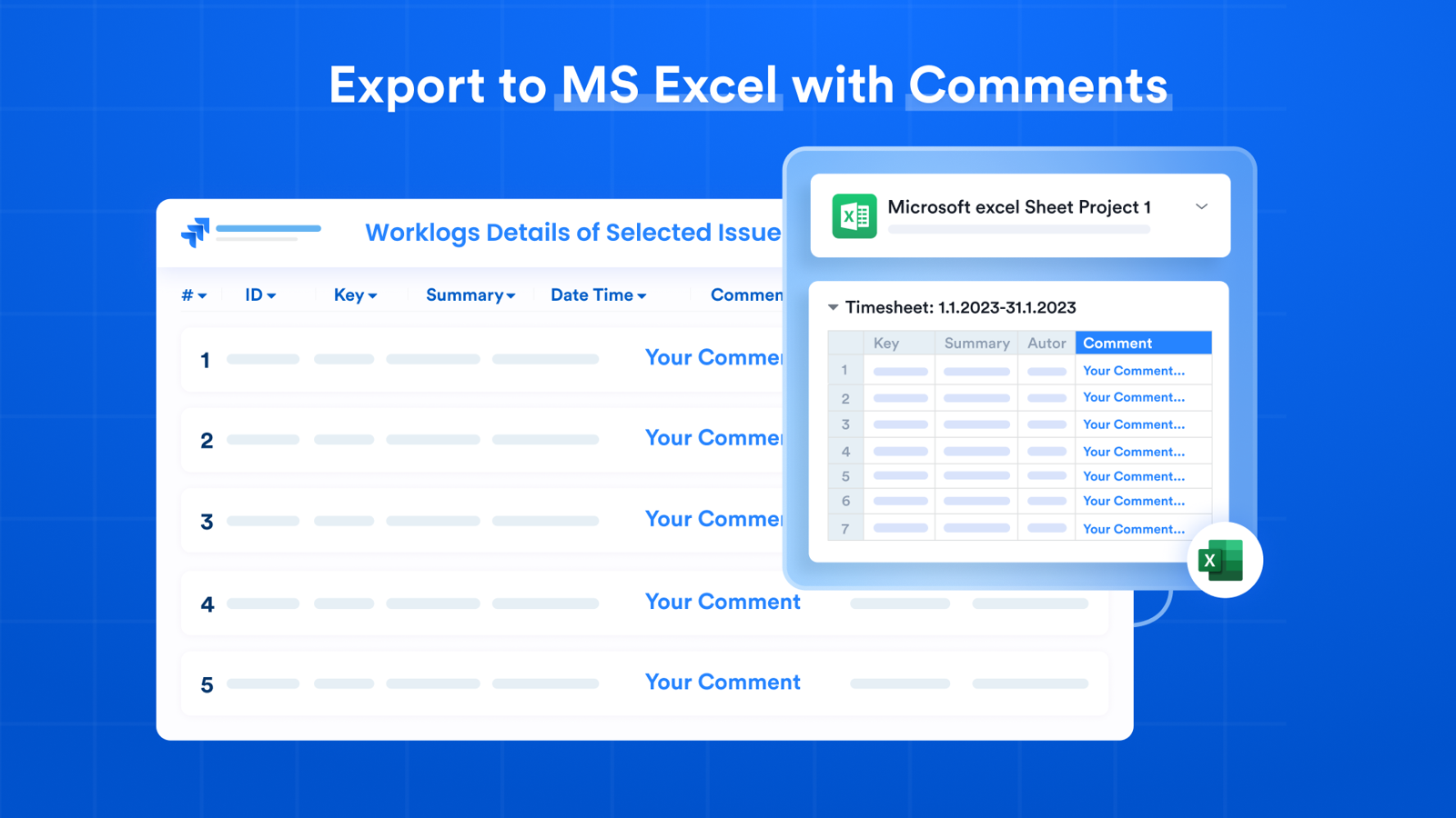 Export to MS Excel with Comments.