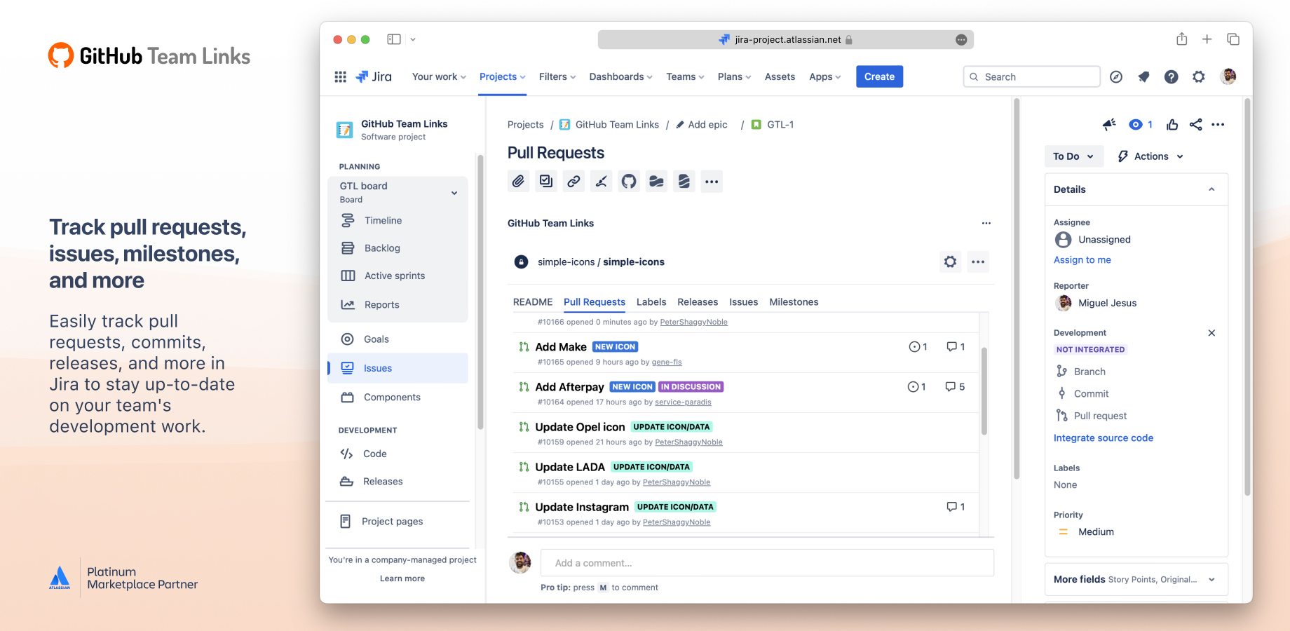 Track pull requests, issues, milestones, and more