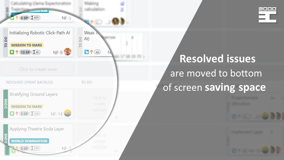 Resolved issues are moved to the bottom of the screen, saving space