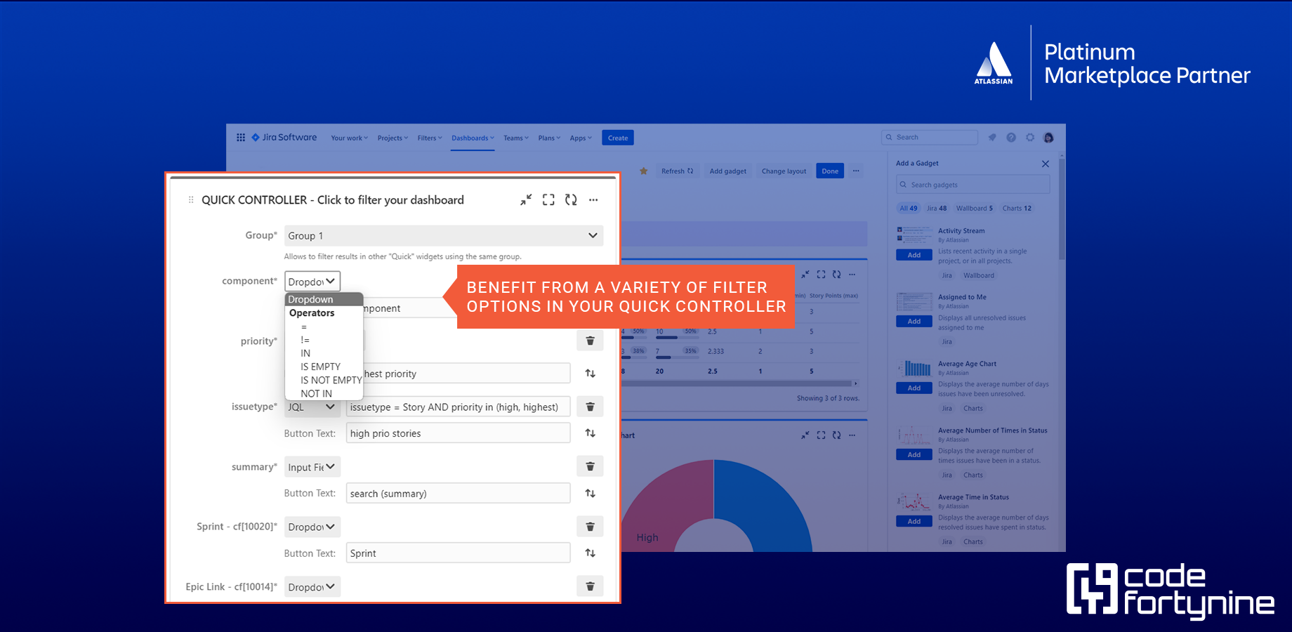 📊 Quick Filters considers components and other fields with matching names as identical, making it easy to track progress across projects.

🔄 Filter for projects, teams or sprints to compare their performance.