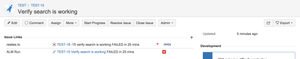 ALM test run link and created bug link in Jira