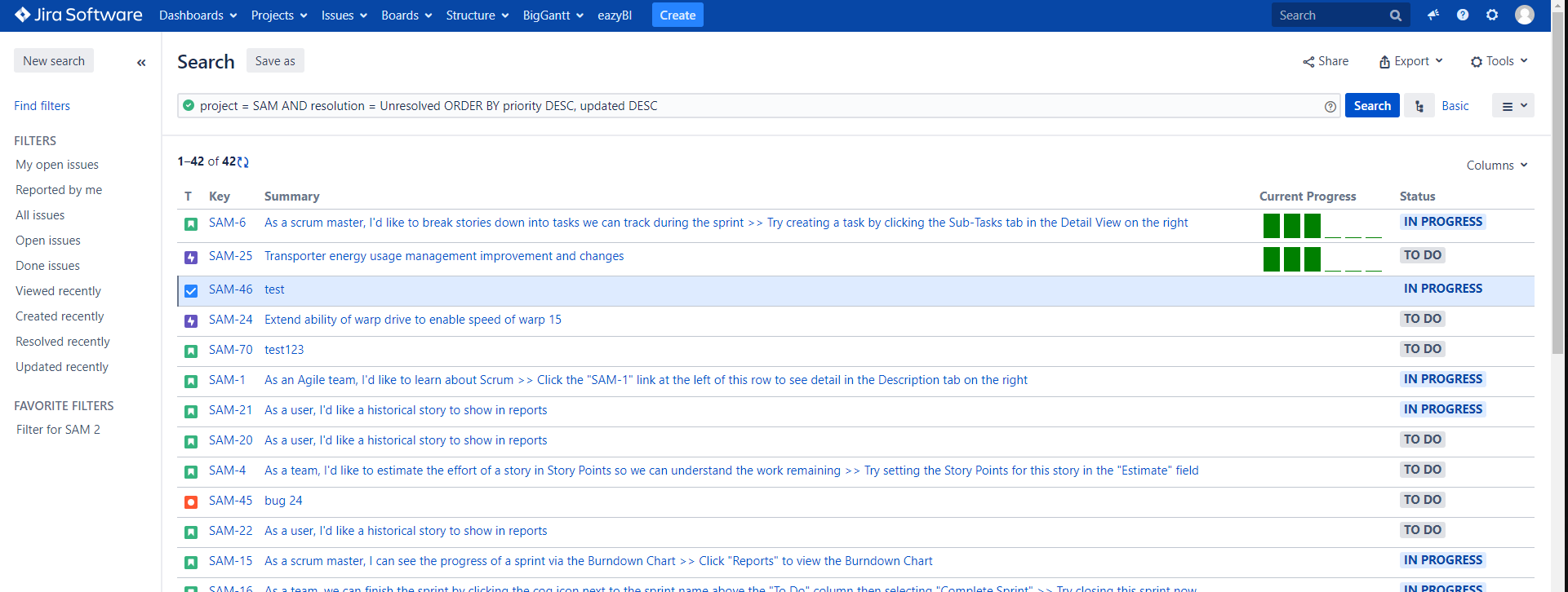 Visualize the progress in your search page.