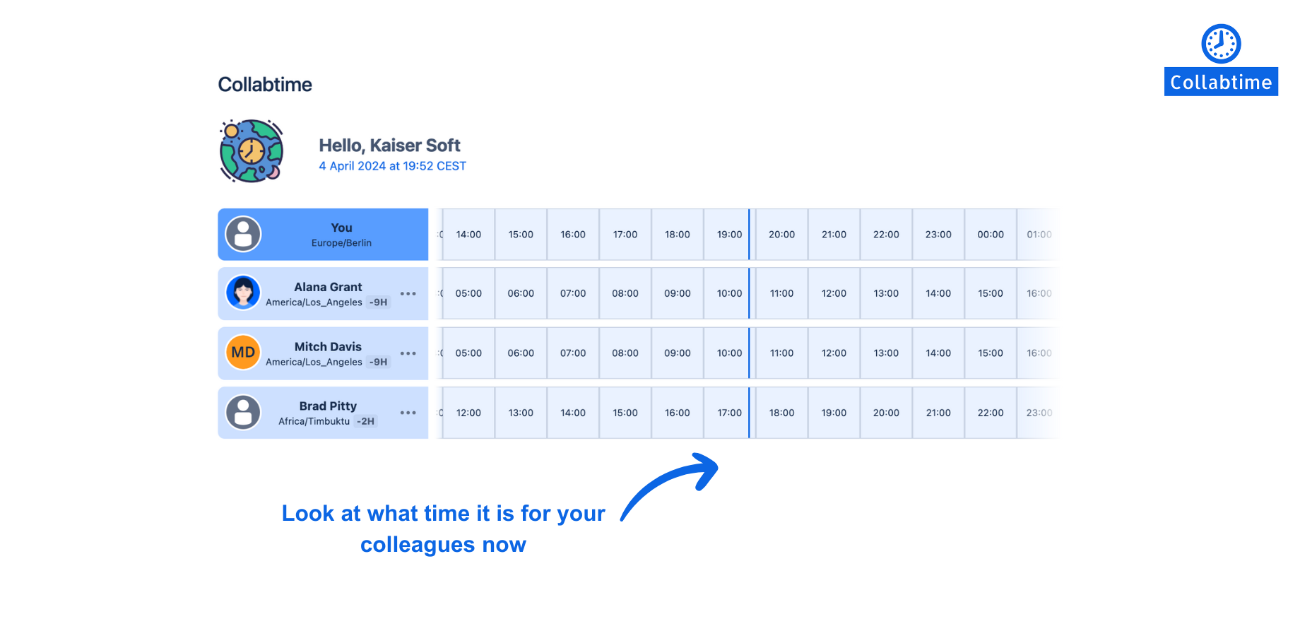 Look at what time it is for your colleagues now