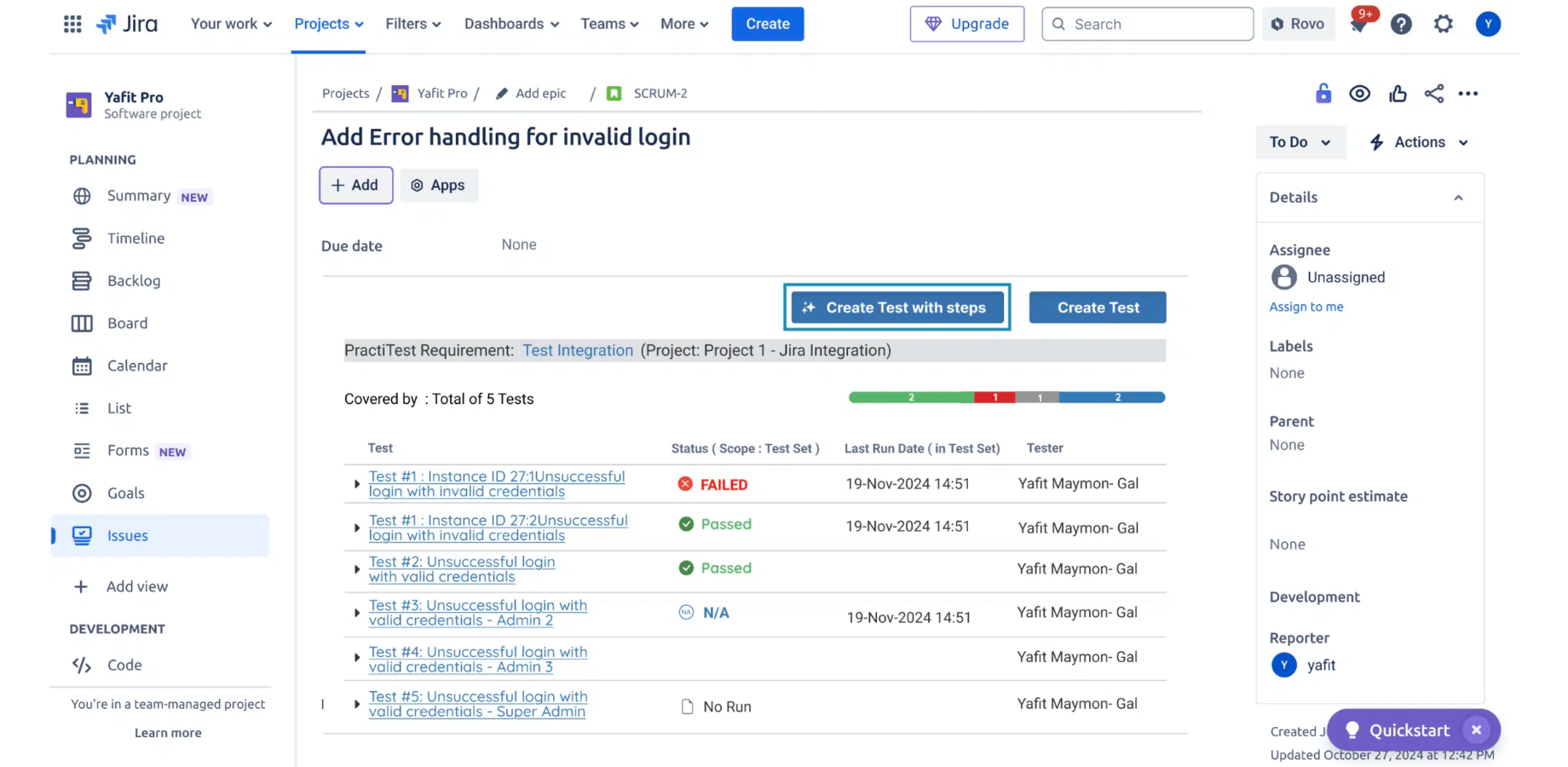 Use PractiTest AI capabilities to streamline test creations and optimize testing operations
