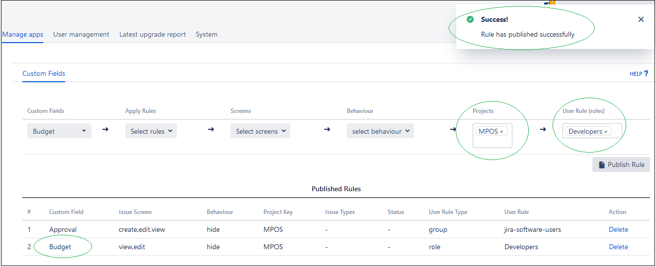 Add rule like projects, issue screen and user rule