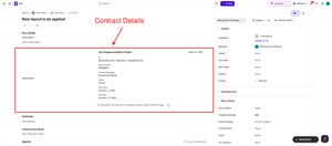 Contract custom field added to the work item screen