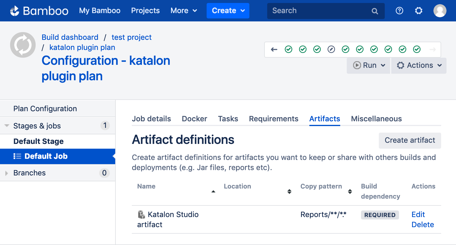 Katalon Studio Artifacts