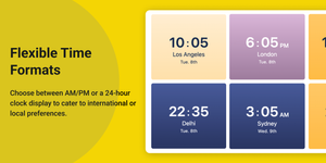 Flexible Time Formats: Choose between AM/PM or a 24-hour clock display to cater to international or local preferences.