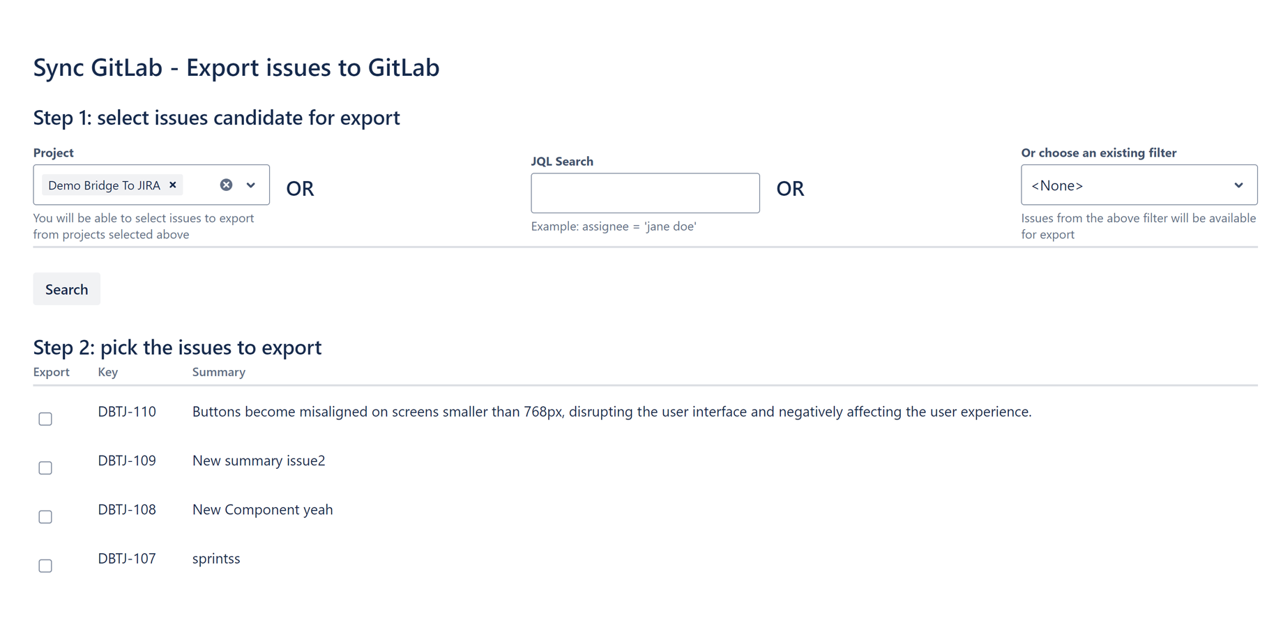 Fast issue export selection 🚀