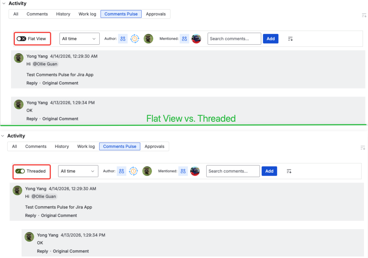 Flat & Threaded View Modes Support