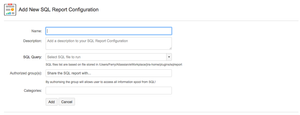 Setting up of SQL Reports. SQL files need to be uploaded into <jira-home>/plugins/sqlreport before usage