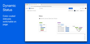 Dynamic Status — Color-coded statuses switchable on page.