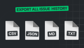 Export Jira issue history, status duration, and delivery metrics in CSV, JSON, MD, or TXT formats in one click.