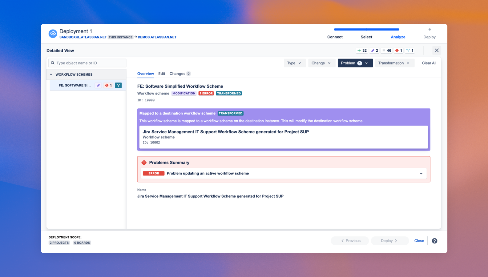 If any problems are detected during the analysis, the app will suggest fixes. This helps you prevent any unintended or risky changes.